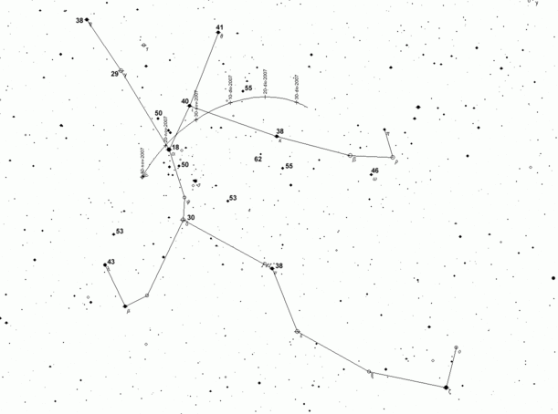 Mapa zona cometa 17P/Holmes (2007)